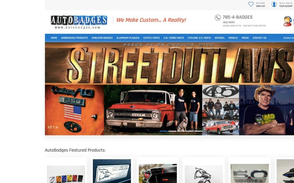 AutoBadges.com home page