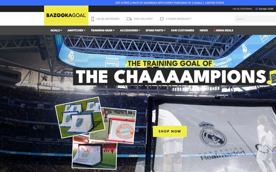 BazookaGoal.com home page