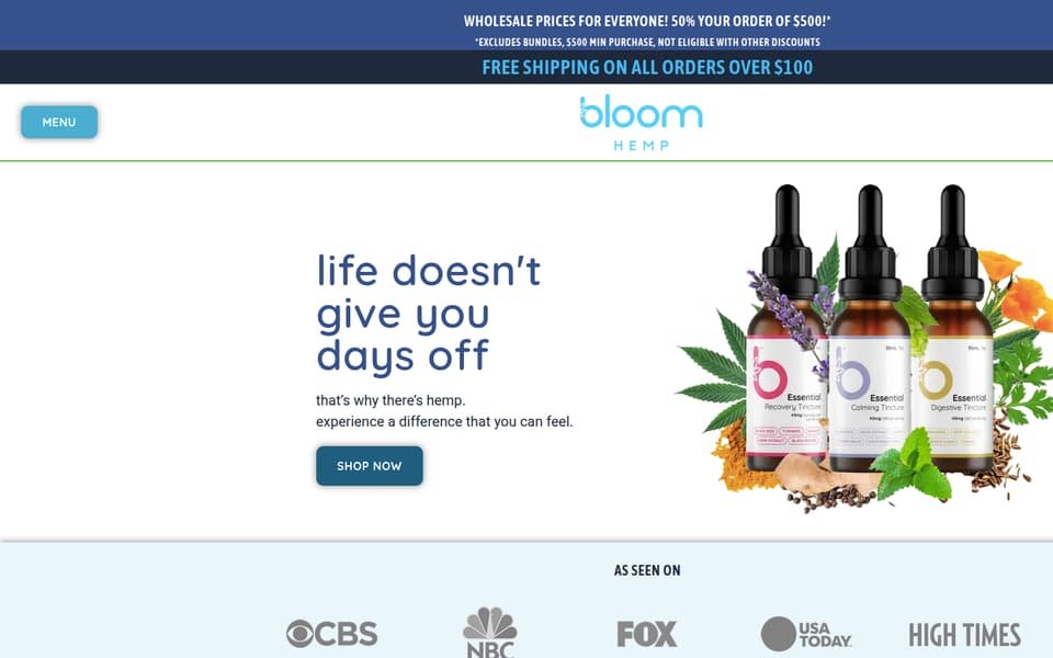 BloomHemp.com home page