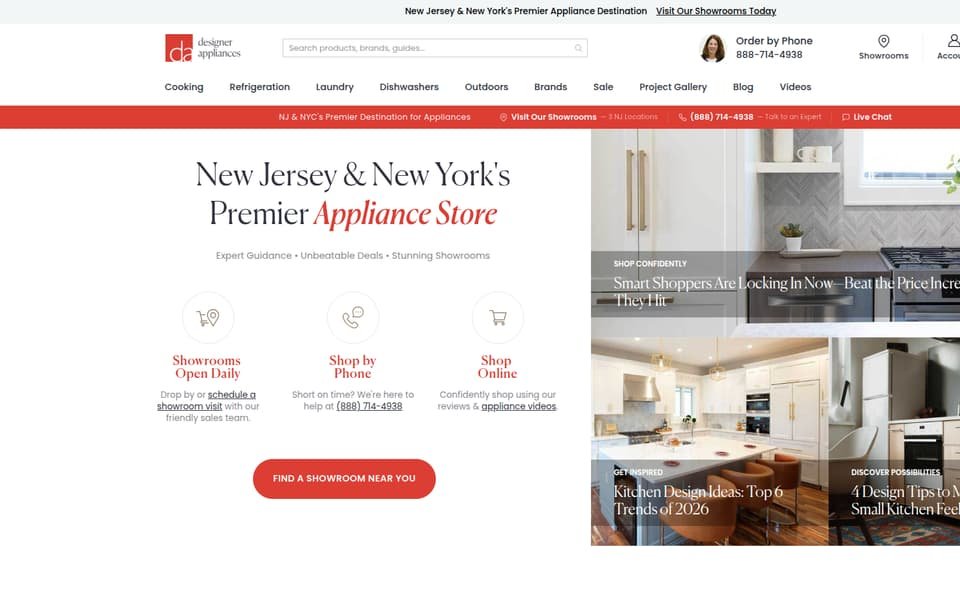 DesignerAppliances.com home page