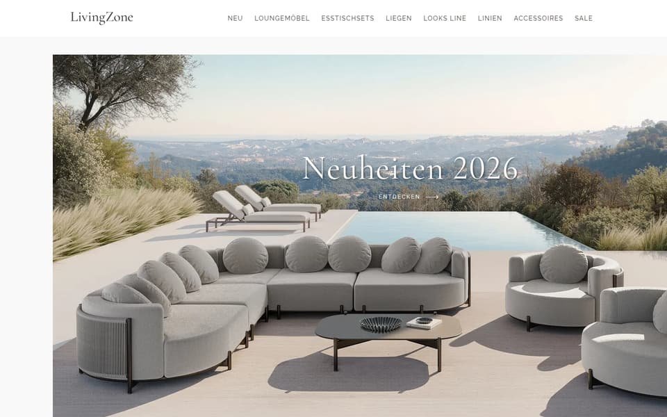 LivingZone.de home page on the new Hyvä theme