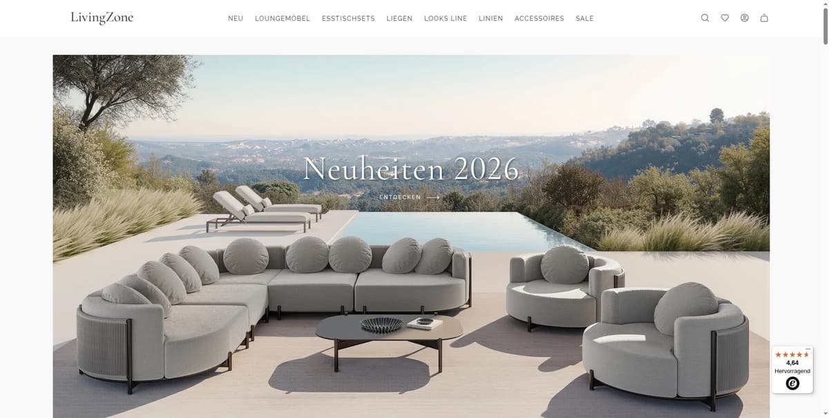 Homepage of LivingZone.de, a store we built