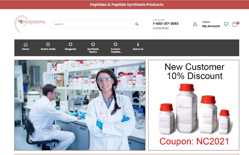 P3Bio.com storefront on Magento 2