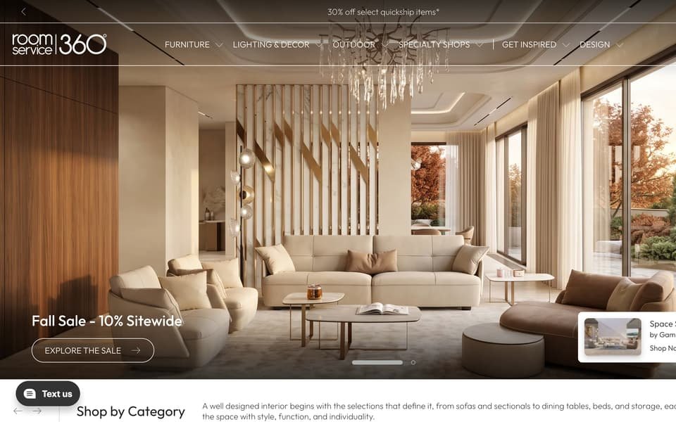 RoomService360.com home page on Magento 2 with Hyvä