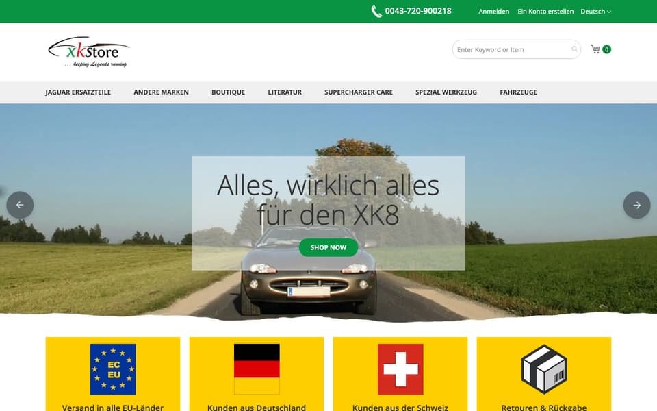 XKStore.at home page on Magento